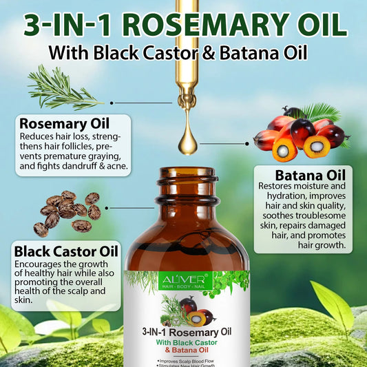 3 -in-1 Rosemary Oil with Black Castor Oil & Batana Oil