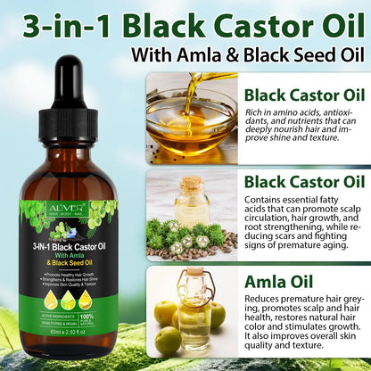 3-in-1 Black Castor Oil with Amla & Black Seed Oil