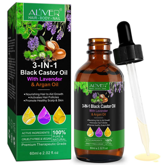 3-in-1 Black Castor Oil with Lavender & Argan Oil