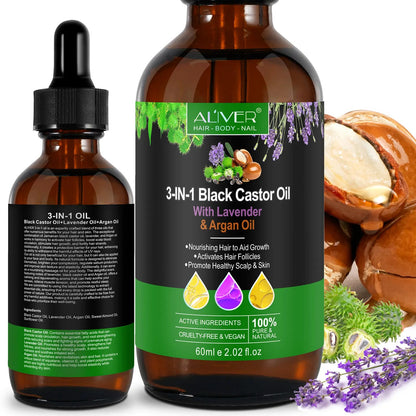 3-in-1 Black Castor Oil with Lavender & Argan Oil
