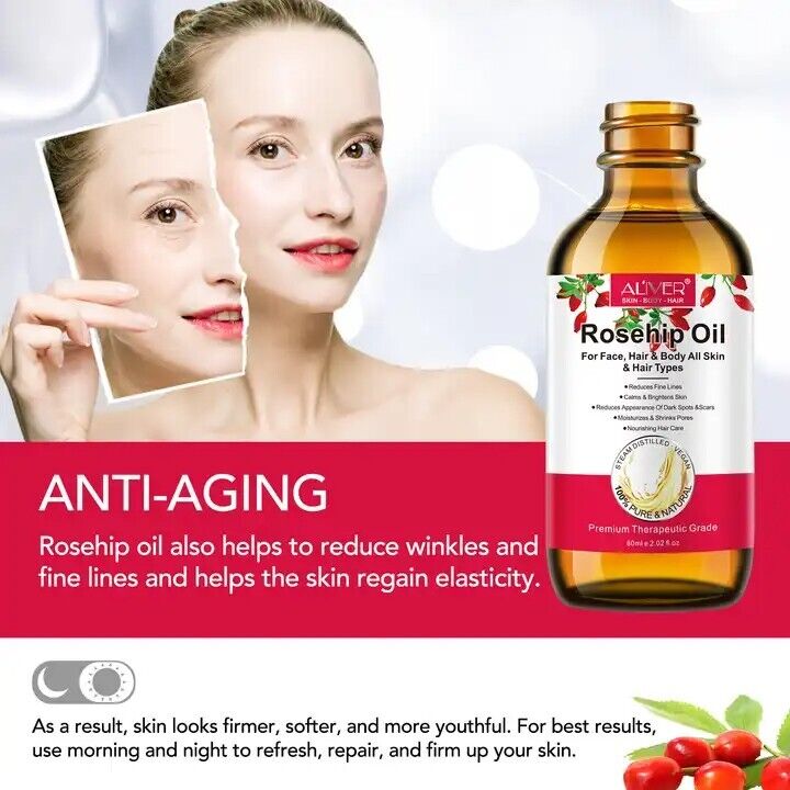 Rosehip Oil - Organic Cold Pressed 100% Pure Natural, Hydrating, Nourishing