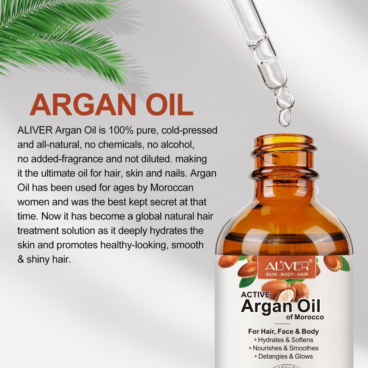 Argan Oil of Morocco 100 % Pure & Cold Pressed  Natural Hair Moisturiser