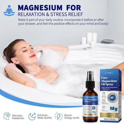 Pure Magnesium Oil Spray- 60ml for Muscle Cramps, Pain Relief, Sleep Aid, Joint