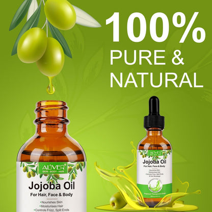 Jojoba Oil 60ml - 100% Pure, Natural & Cold Pressed for Hair & Skin Care,