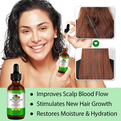 3in1 Rosemary Oil with Black Castor & Batana Oil - Growth, Strength, and Nourish