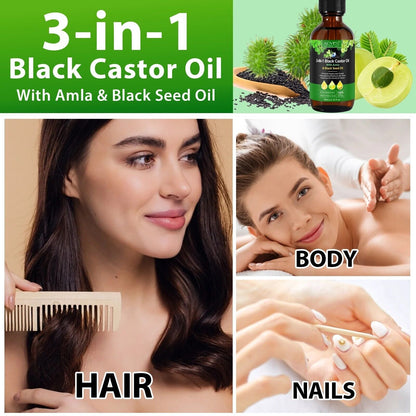 3in1 Black Castor Oil with Amla & Black Seed Oil - Strength, Shine, and Growth