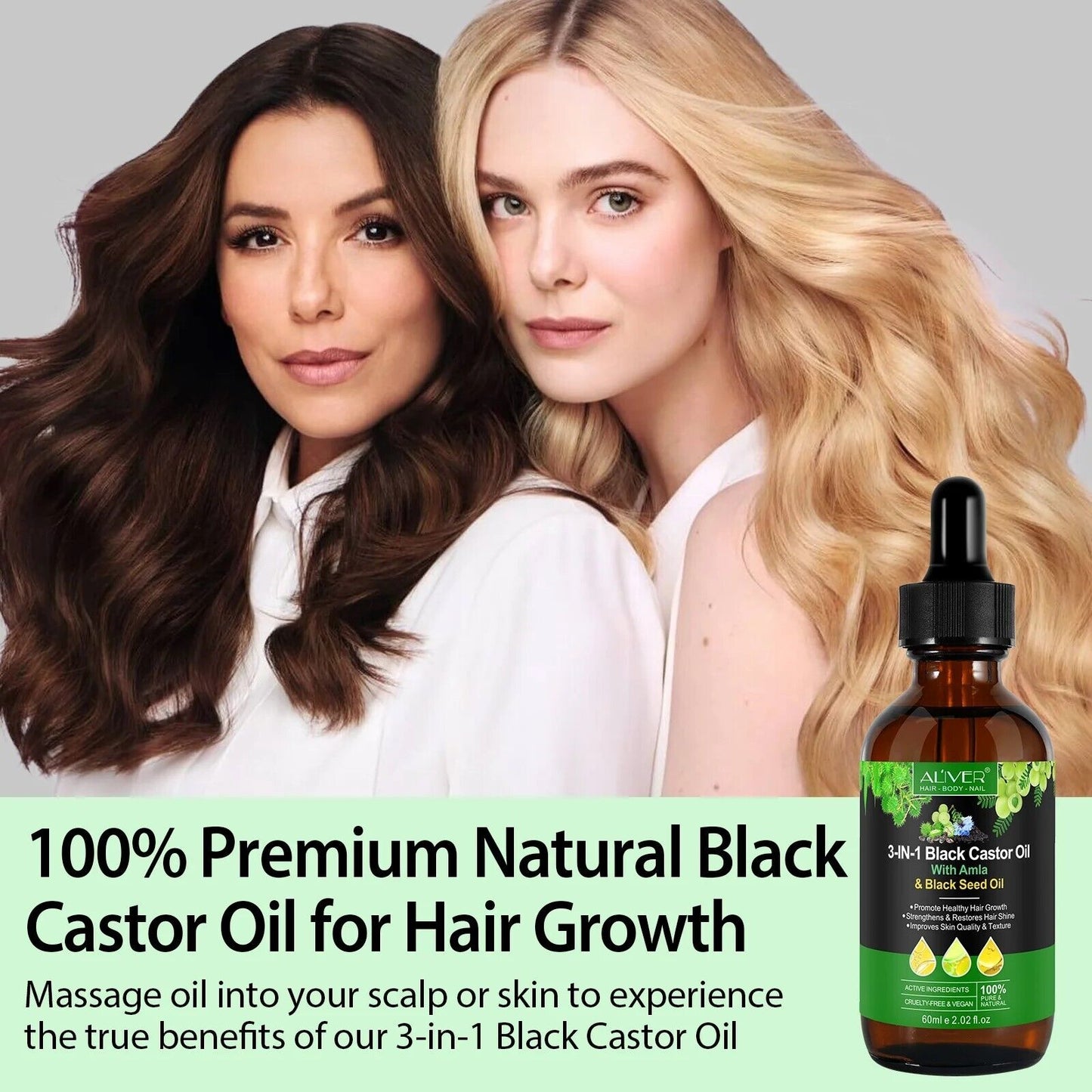 3in1 Black Castor Oil with Amla & Black Seed Oil - Strength, Shine, and Growth