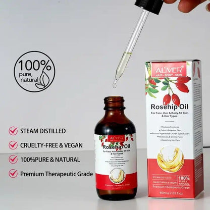 Rosehip Oil - Organic Cold Pressed 100% Pure Natural, Hydrating, Nourishing