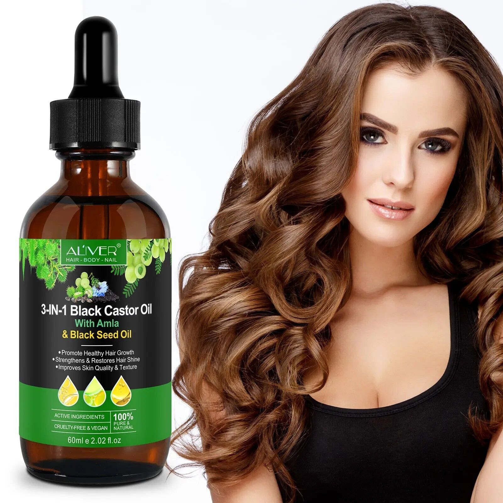 3in1 Black Castor Oil with Amla & Black Seed Oil - Strength, Shine, and Growth