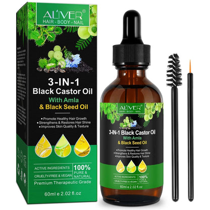 3in1 Black Castor Oil with Amla & Black Seed Oil - Strength, Shine, and Growth