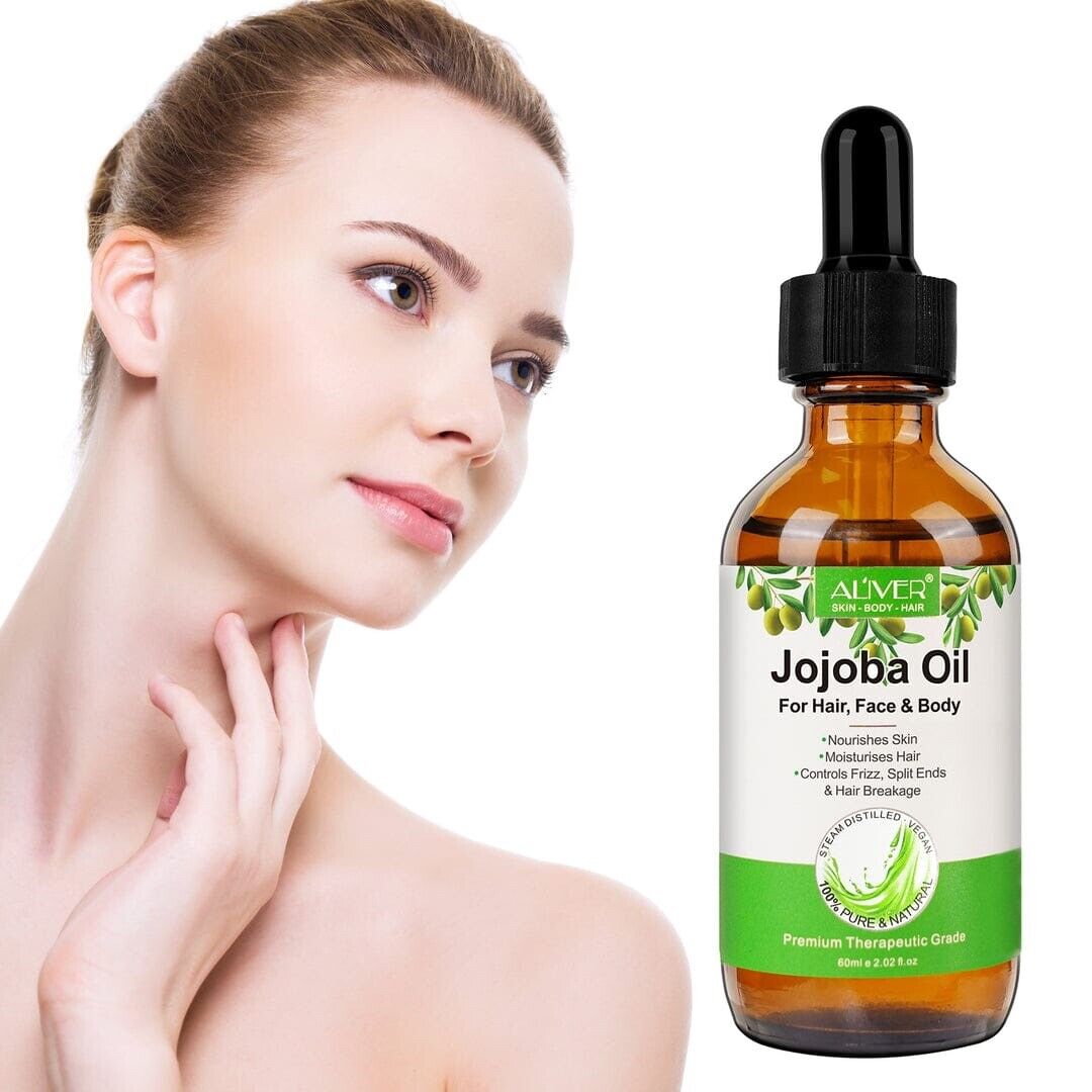 Jojoba Oil 60ml - 100% Pure, Natural & Cold Pressed for Hair & Skin Care,