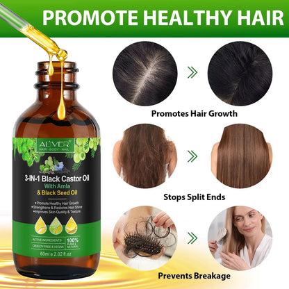 3in1 Black Castor Oil with Amla & Black Seed Oil - Strength, Shine, and Growth