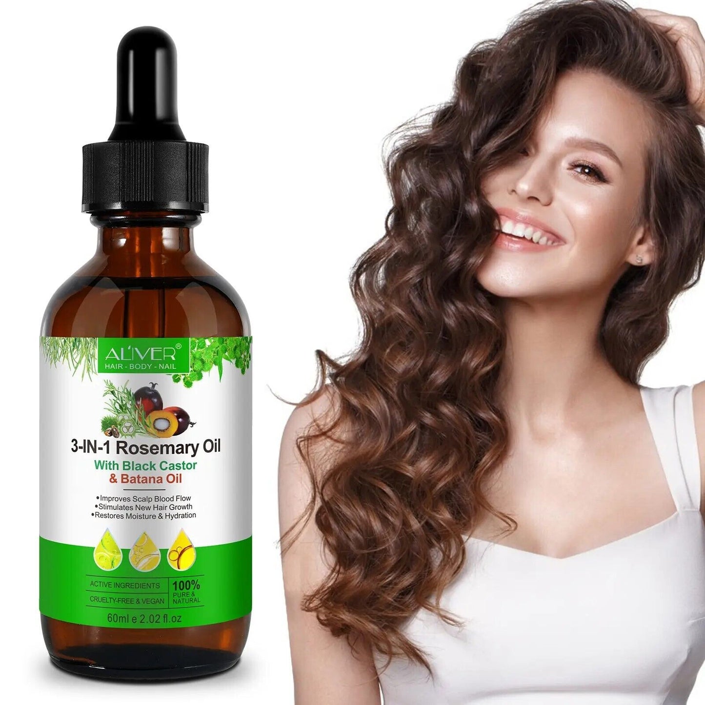 3in1 Rosemary Oil with Black Castor & Batana Oil - Growth, Strength, and Nourish